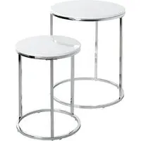 Watkins Round Set of 2 Side Tables - White, High Gloss