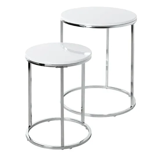 Watkins Round Set of 2 Side Tables - White, High Gloss image