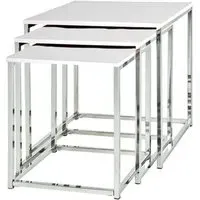 Watkins Square Set of 3 Side Tables - White, High Gloss