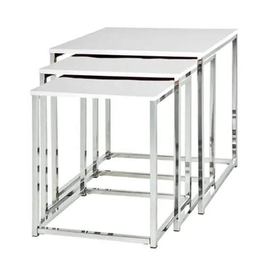 Watkins Square Set of 3 Side Tables - White, High Gloss