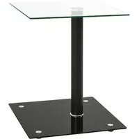 Watkins Square Side Table - Clear Glass, Black Base