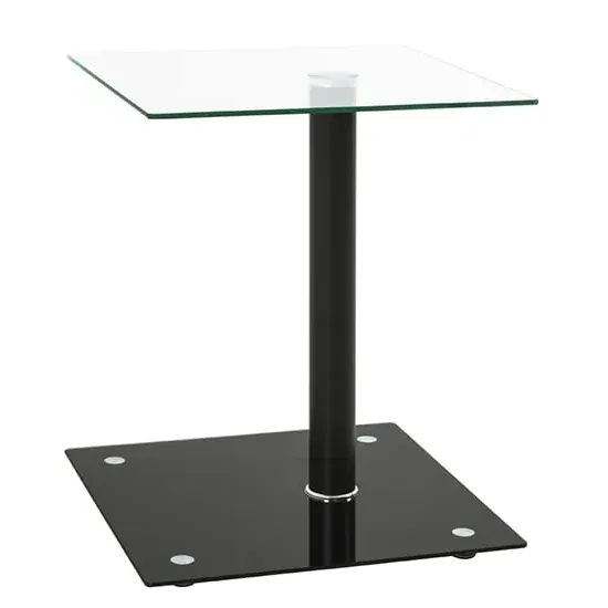 Watkins Square Side Table - Clear Glass, Black Base image