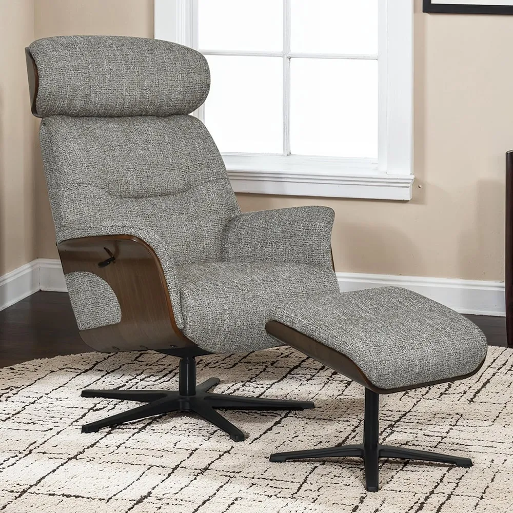 Watseka Recliner Chair with Stool - Cocoa, Fabric image