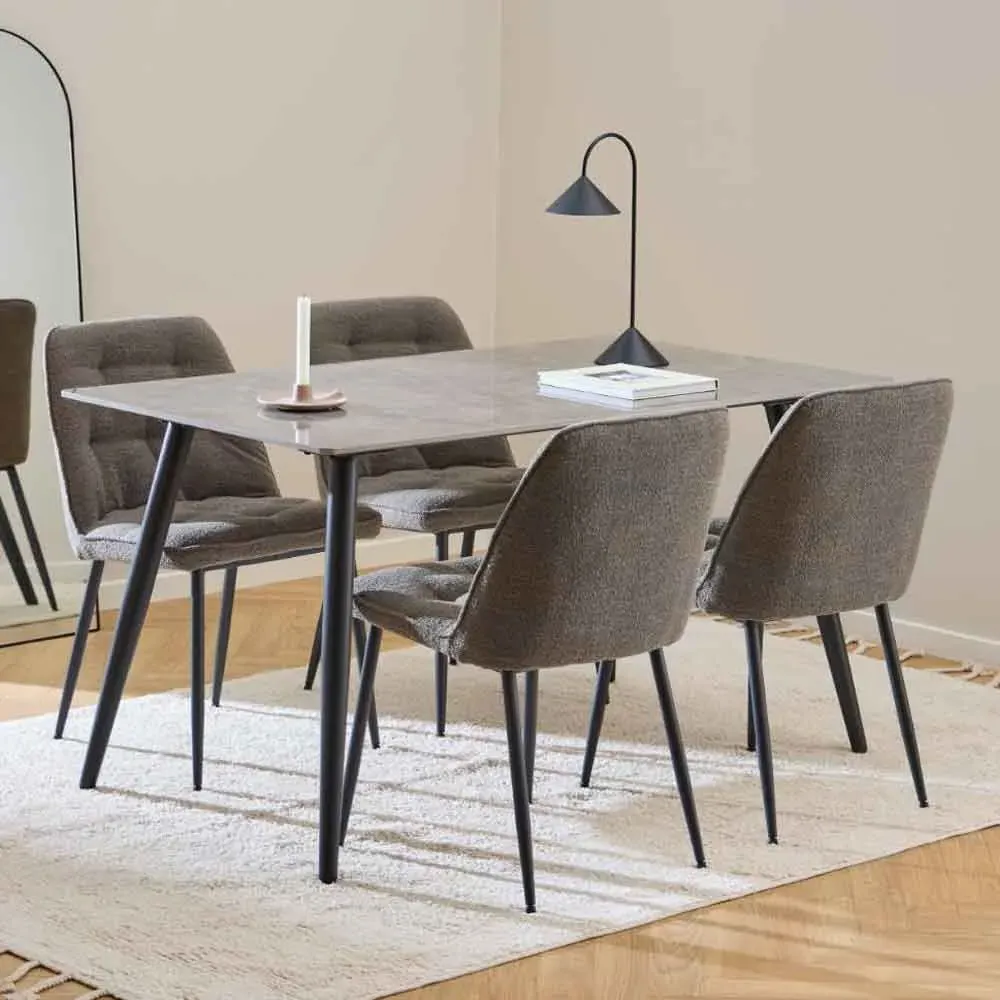 Waukee Ceramic Dining Table with 4 Chairs - Brown, Taupe product