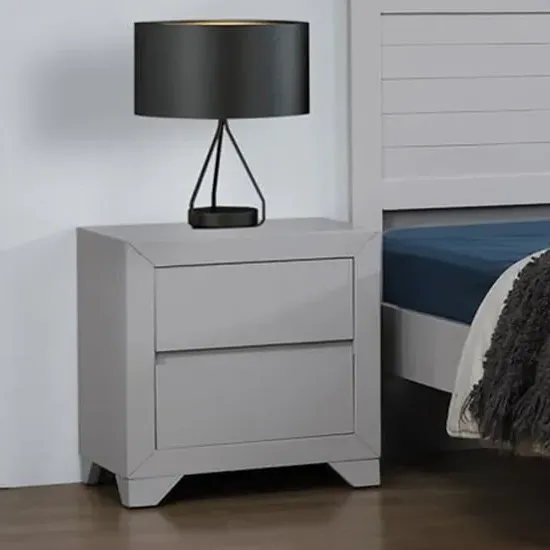 Wauna Bedside Cabinet with 2 Drawers - Grey, MDF image