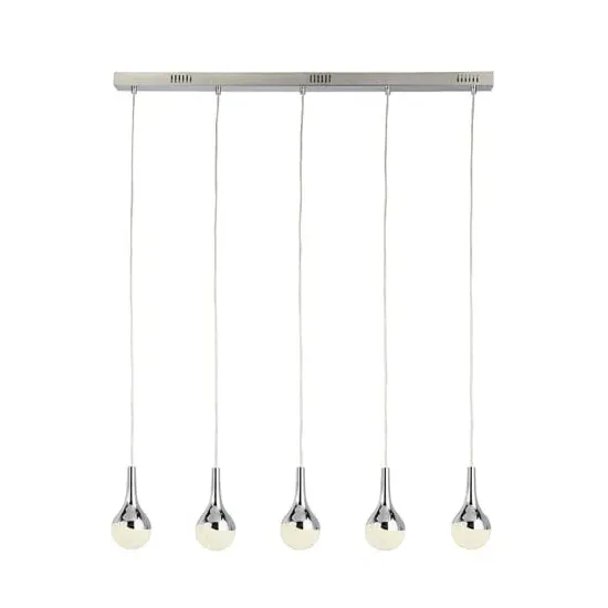 Wave LED 5 Pendant Light - Chrome, Crystal Sand