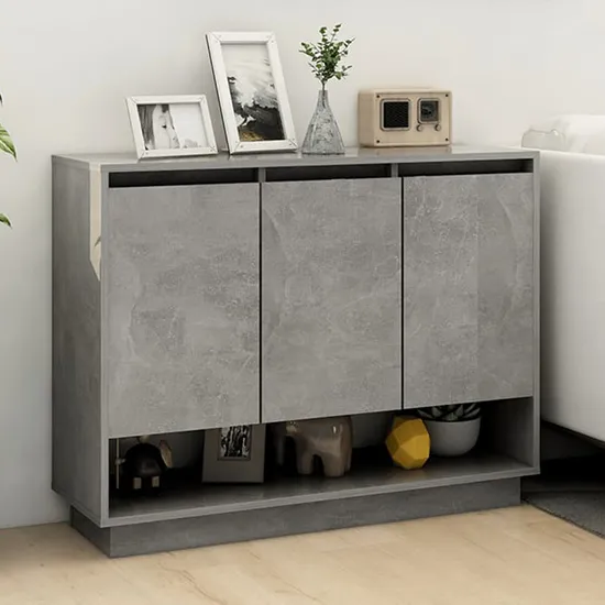 Wavery 3-Door Sideboard - Concrete Effect, Chipboard