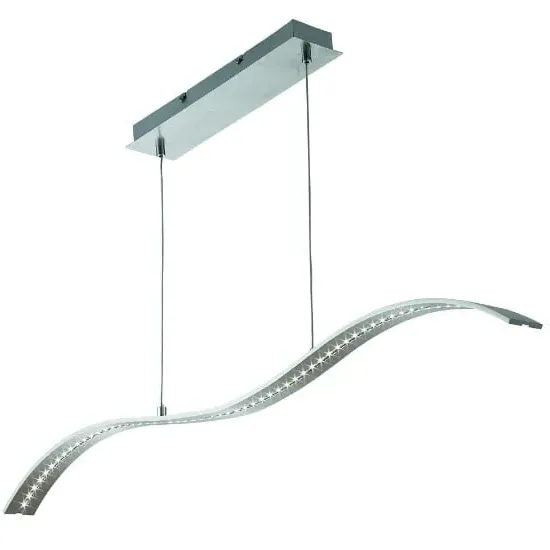 Wavy LED Bar Light - Satin Silver, Clear Glass