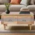 Wayne Acacia Wood Coffee Table 2 Drawers - Natural, Grey