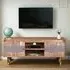Wayne Acacia Wood TV Stand 2 Doors - Natural, Grey