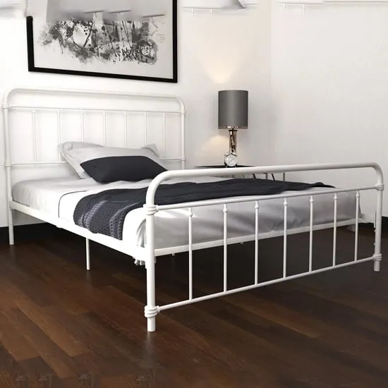 Wayne Double Bed Frame - White, Metal