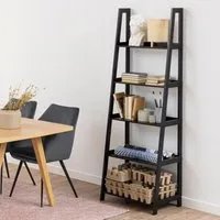 Wayne Ladder Bookcase with 5 Shelves - Black, Wood