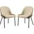 Wayne Side Dining Chairs in Pair - Natural, Boucle Fabric