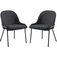 Wayne Side Dining Chairs Pair - Dark Grey, Boucle Fabric