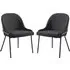 Wayne Side Dining Chairs Pair - Dark Grey, Boucle Fabric