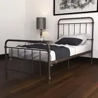 Wayne Single Bed Frame with Storage - Bronze, Metal