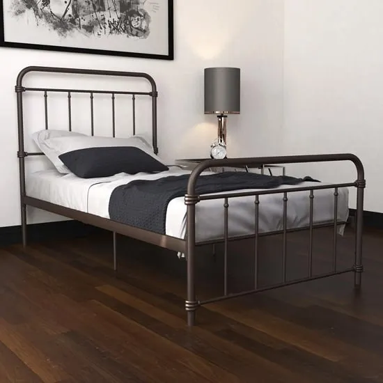 Wayne Single Bed Frame with Storage - Bronze, Metal image