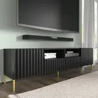 Wayne TV Stand with 2 Doors 2 Drawers - Black, Wood