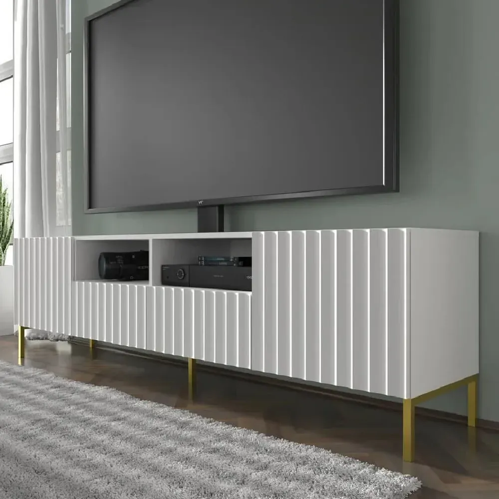 Wayne TV Stand with 2 Doors 2 Drawers - White, Wood