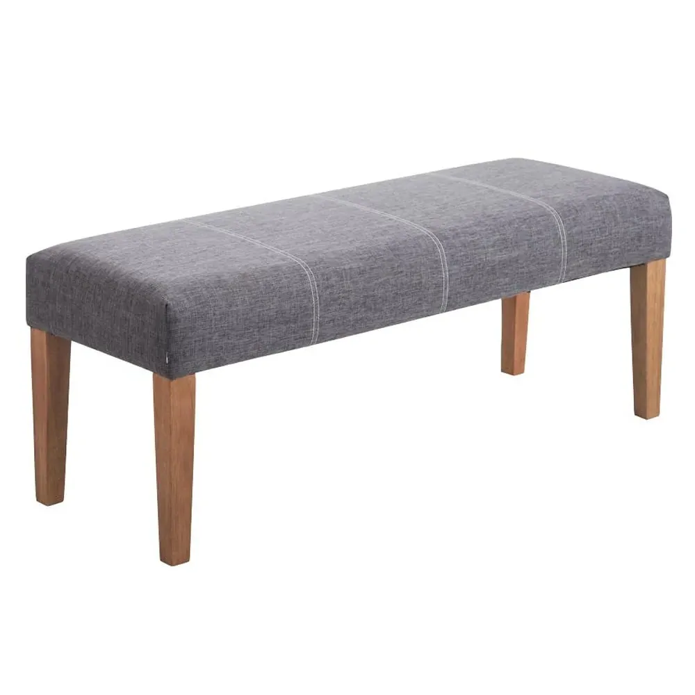 Webster Fabric Dining Bench with Oak Legs - Grey image