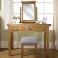 Webworms Wooden Dressing Table with Mirror - Oak