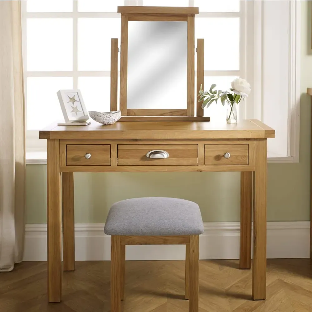 Webworms Wooden Dressing Table with Mirror - Oak