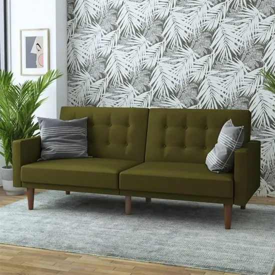 Weiser Fabric Sofa Bed with Oak Legs - Green image