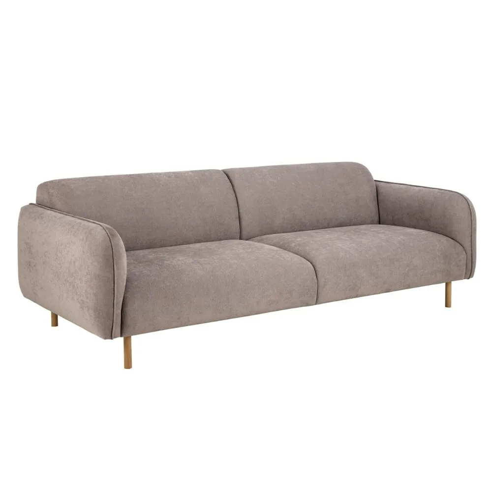 Welch 3-Seater Sofa with Oak Legs - Dusty Brown, Fabric