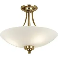 Welles 3 Lights Semi Flush Ceiling Light - White, Antique Brass