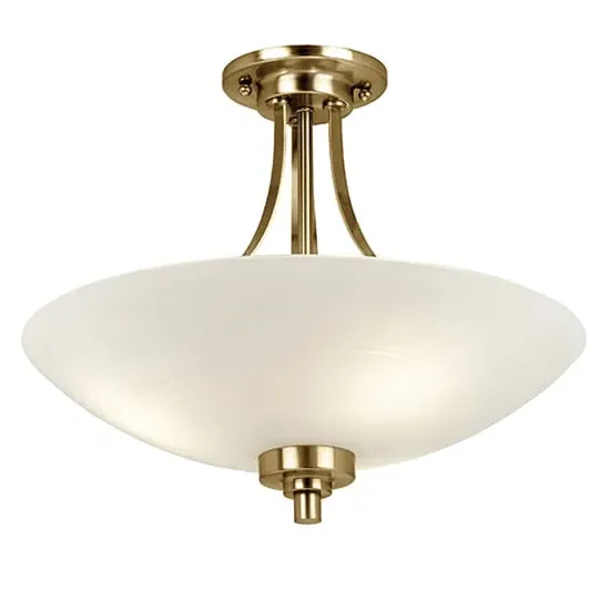 Welles 3 Lights Semi Flush Ceiling Light - White, Antique Brass