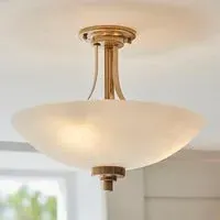 Welles 3 Lights Semi Flush Ceiling Light - White, Brass