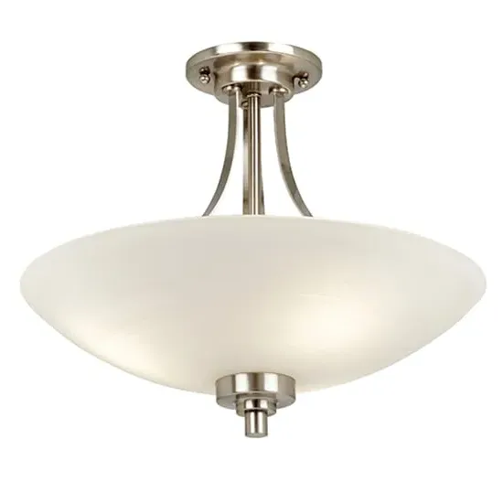 Welles 3 Lights Semi Flush Ceiling Light - White, Chrome