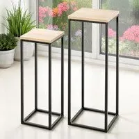 Wembley Wooden Set of 2 Planters - Black, Oak