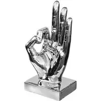 Wendy Large OK Hand Sign Ceramic Sculpture - Silver