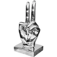 Wendy Large Victory Sign Ceramic Hand Sculpture - Silver