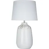 Wenira Table Lamp with Ceramic Base - White, Fabric