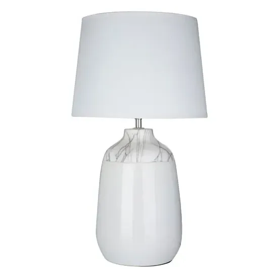 Wenira Table Lamp with Ceramic Base - White, Fabric image