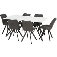 Wesko Glass Top Dining Set with 6 Chairs - White