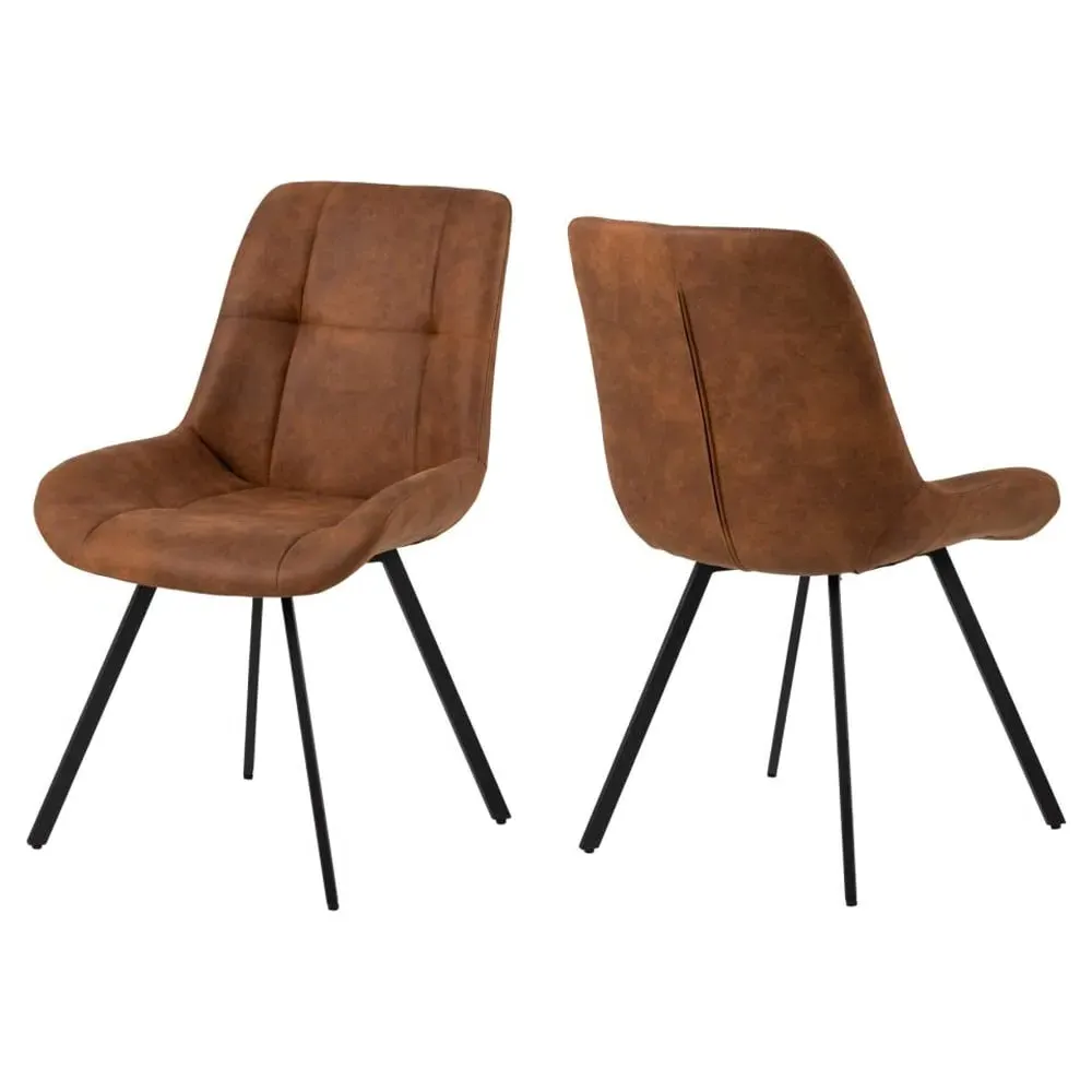 Westerly Dining Chairs with Black Legs, Set of 2 - Camel, Fabric product