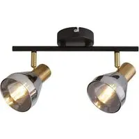 Westminister 2 Light Spotlight - Black, Smoked Glass