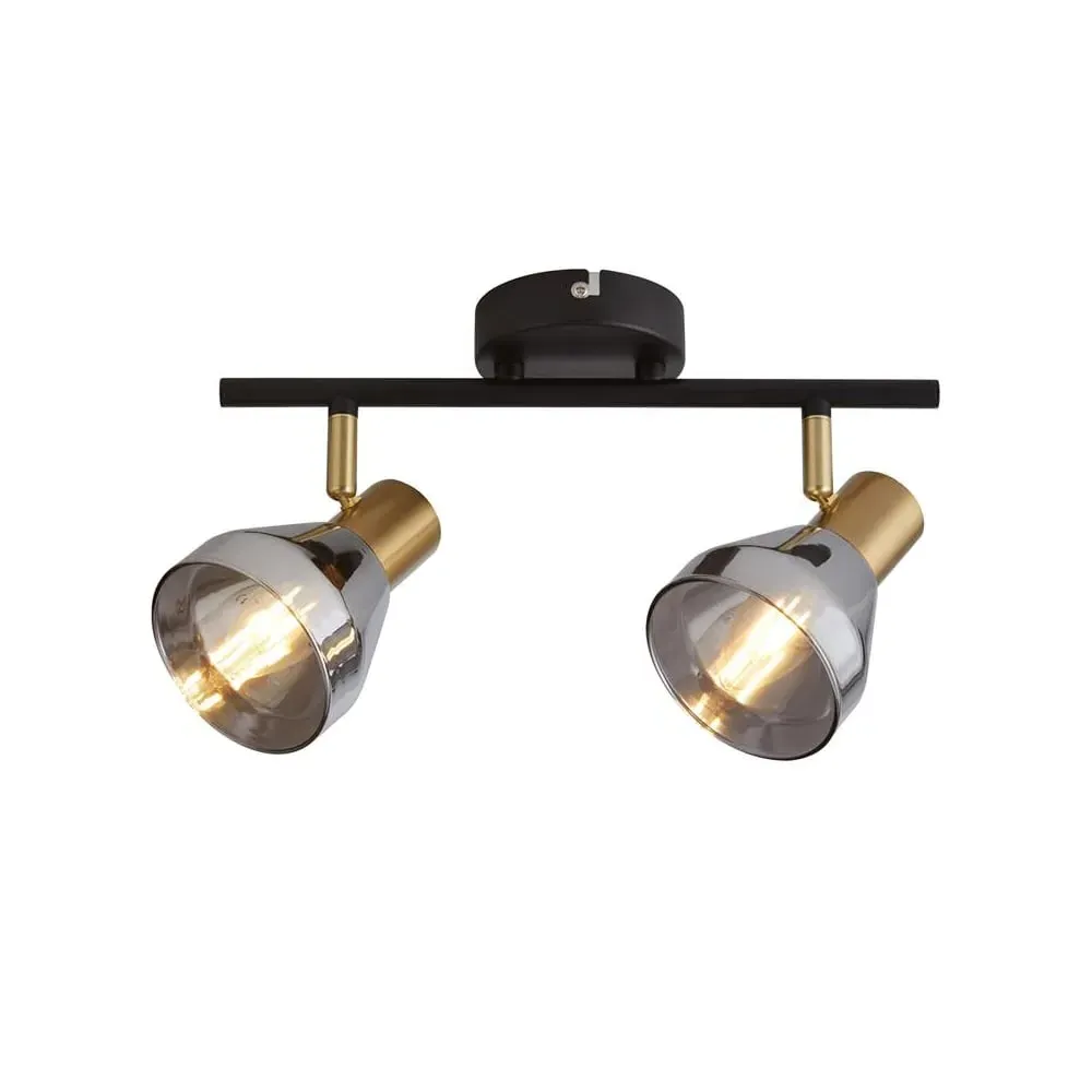 Westminister 2 Light Spotlight - Black, Smoked Glass