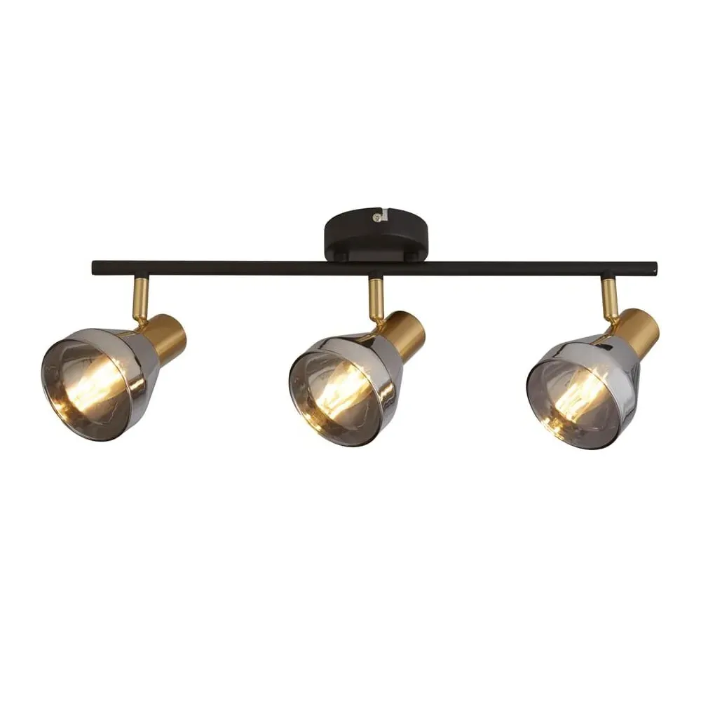 Westminister 3 Light Spotlight - Black, Smoked Glass