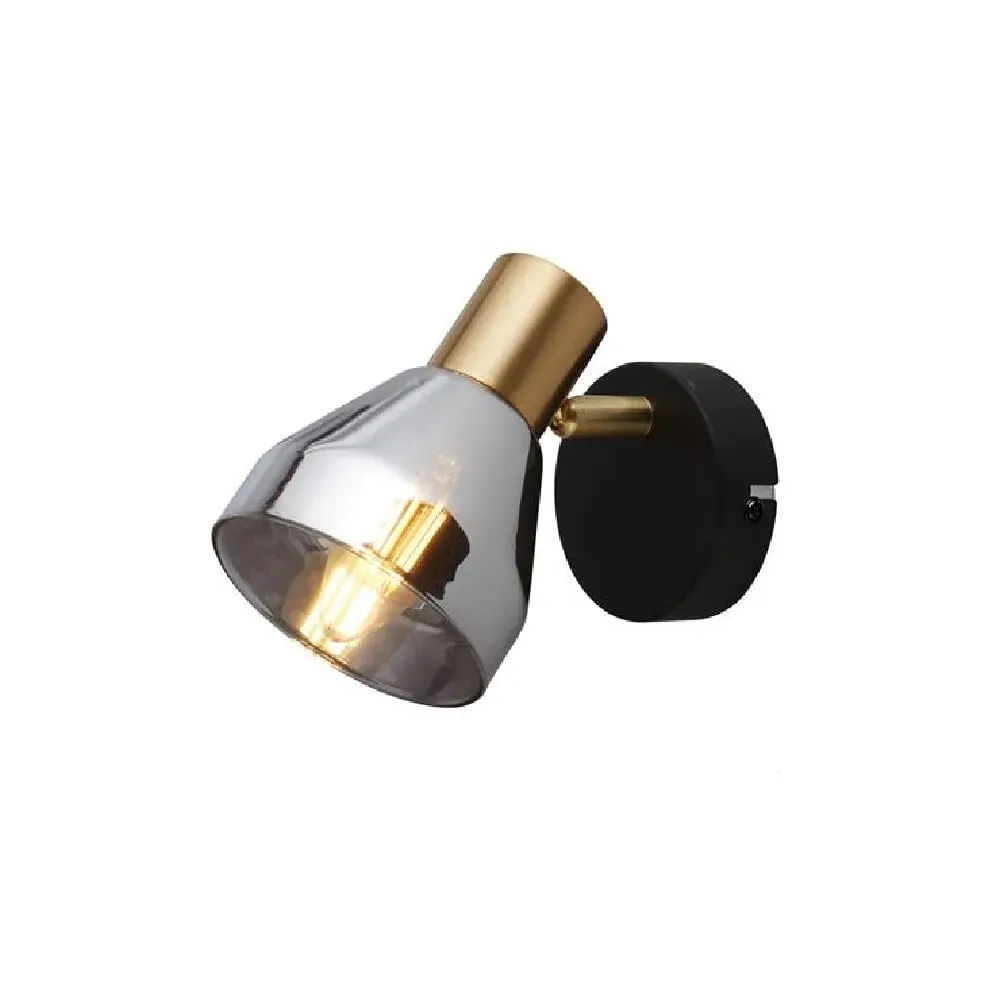 Westminister Single Light Spotlight - Black, Smoked Glass image