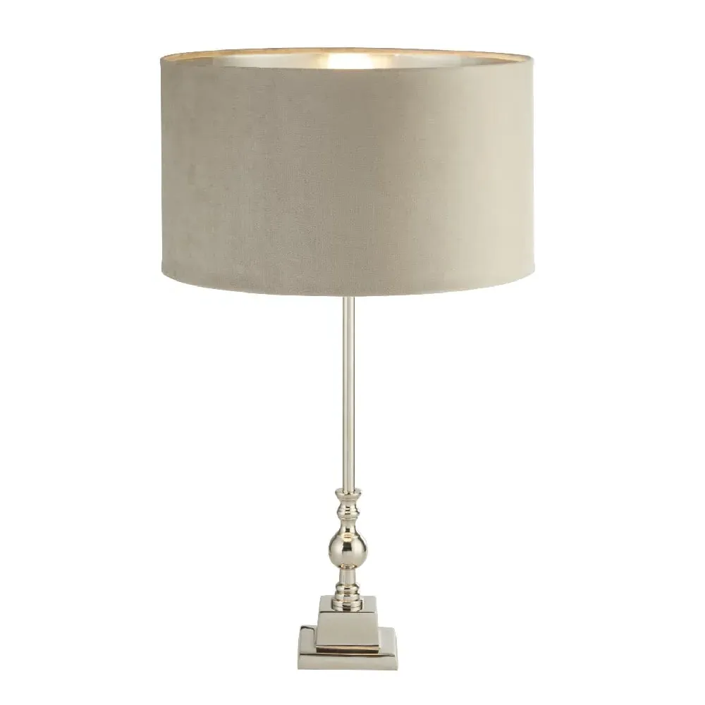 Whitby Table Lamp - Taupe, Velvet