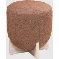 Wichita Round Fabric Stool - Burnt Orange, Boucle
