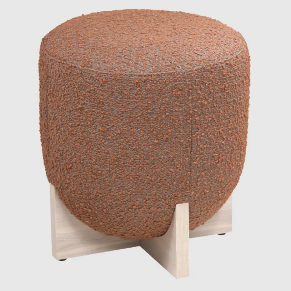 Wichita Round Fabric Stool - Burnt Orange, Boucle image