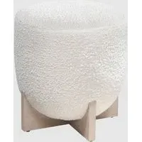 Wichita Round Fabric Stool - Cologne Ivory, Boucle