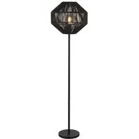 Wicker 1 Bulb Floor Lamp - Black