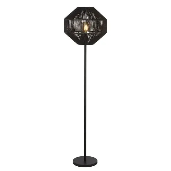 Wicker 1 Bulb Floor Lamp - Black