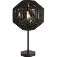 Wicker 1 Bulb Table Lamp - Black
